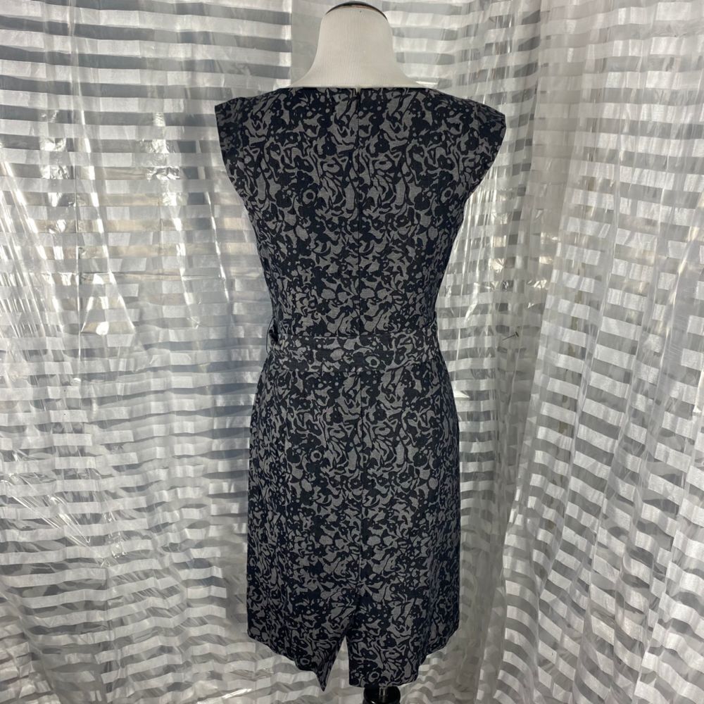 Banana Republic Gray Black Abstract Linen Blend Sheath Dress - Picture 3 of 6